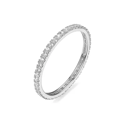 Reign By PAJ Sterling Silver & Cubic Zirconia Ultra-Slim Eternity Stacking Ring