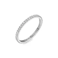 Sterling Silver Cubic Zirconia Ultra-Slim Eternity Stacking Ring