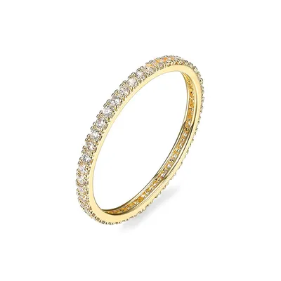18K Goldplated Sterling Silver Cubic Zirconia Ultra-Slim Eternity Stacking Ring