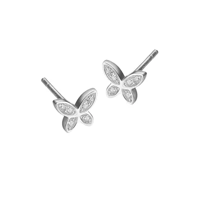 Reign By PAJ Sterling Silver & Cubic Zirconia Mini Butterfly Stud Earrings