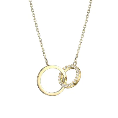 18K Goldplated Stone Double Circle Hug Necklace