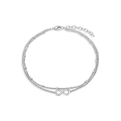 Sterling Silver Double Chain Infinity Anklet