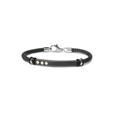 Bracelet en fil câblé or 18 ct acier inoxydable à revêtement PVD noir Gino The Vault