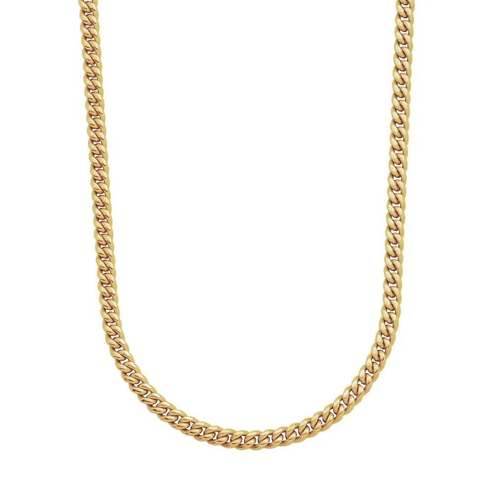 Ionic-Goldplated Stainless Steel & Cubic Zirconia Heavy Curb Chain Necklace