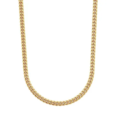 Ionic-Goldplated Stainless Steel & Cubic Zirconia Heavy Curb Chain Necklace