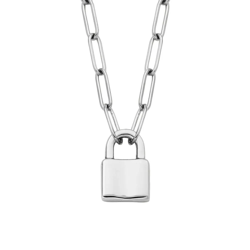 Sterling Silver Lock Pendant Necklace