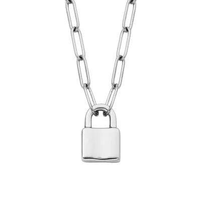 Stainless Steel Lock Pendant Chain Necklace