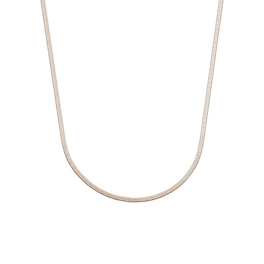 Rose-Goldplated Stainless Steel Herringbone Necklace -​16-Inch x 3.1 MM