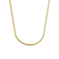 Ionic-Goldplated Stainless Steel Herringbone Chain Necklace - 18-Inch x 0.04MM