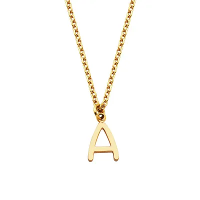 Ionic-Goldplated Stainless Steel A Letter Pendant Necklace
