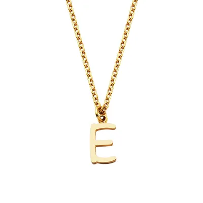 Ionic-Goldplated Stainless Steel E Pendant Necklace