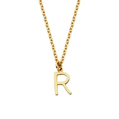 Ionic-Goldplated Stainless Steel R Letter Pendant Necklace