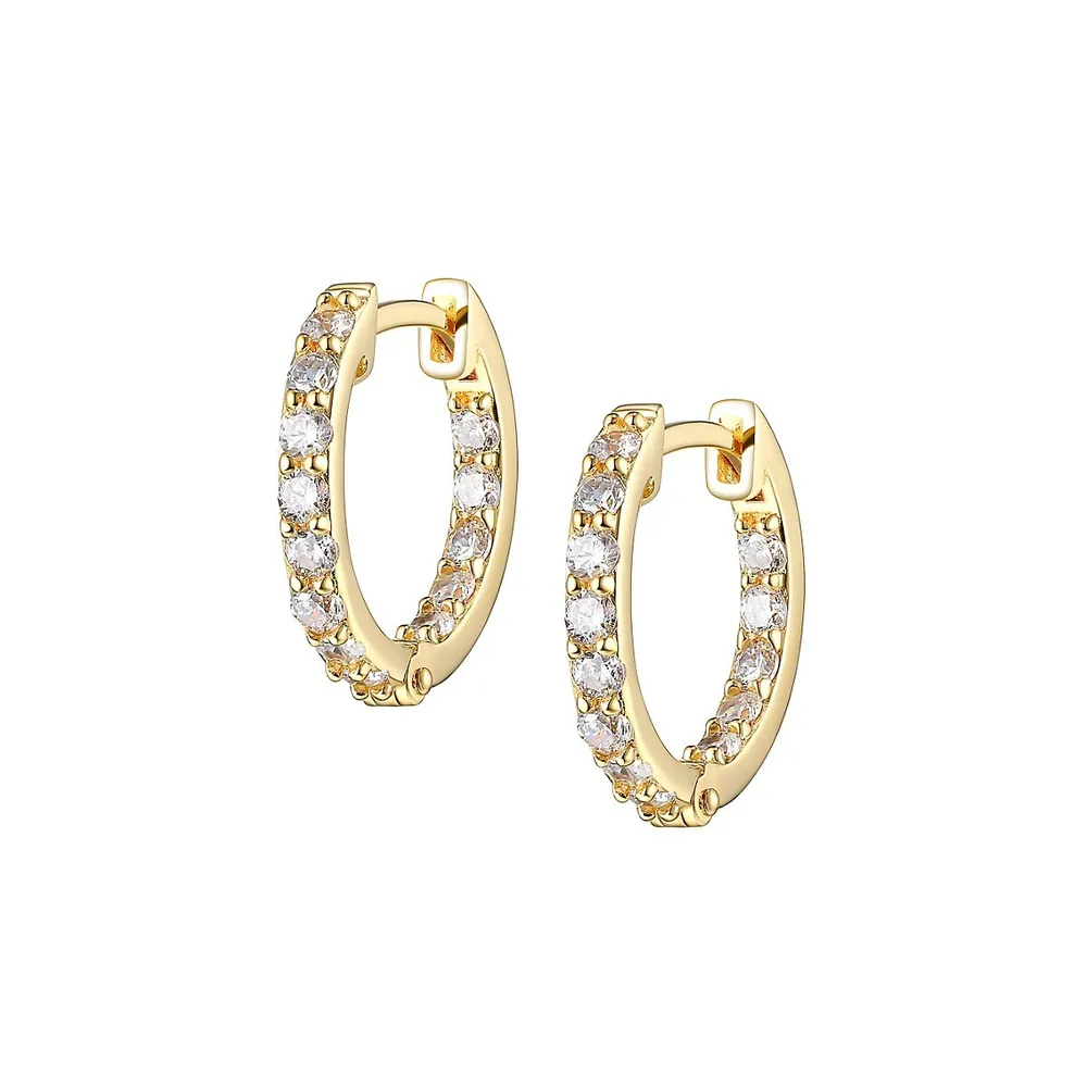 18K Goldplated Sterling Silver Cubic Zirconia In-And-Out Hoop Earrings