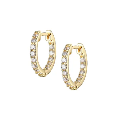 18K Goldplated Sterling Silver Cubic Zirconia In-And-Out Hoop Earrings