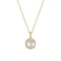 Paj 18K Goldplated Sterling Silver, Cubic Zirconia Crystal & White Mother Of Pearl Round Doublet Pendant Necklace