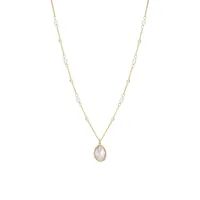 Paj 18K Goldplated Sterling Silver, Cubic Zirconia Crystal & White Mother Of Pearl & 6MM Freshwater Pearls Doublet Pendant Necklace