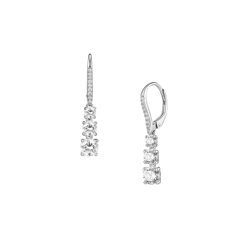 PAJ Rhodium-Plated Sterling Silver & Graduated Triple Cubic Zirconia Drop Earrings