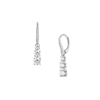 PAJ Rhodium-Plated Sterling Silver & Graduated Triple Cubic Zirconia Drop Earrings