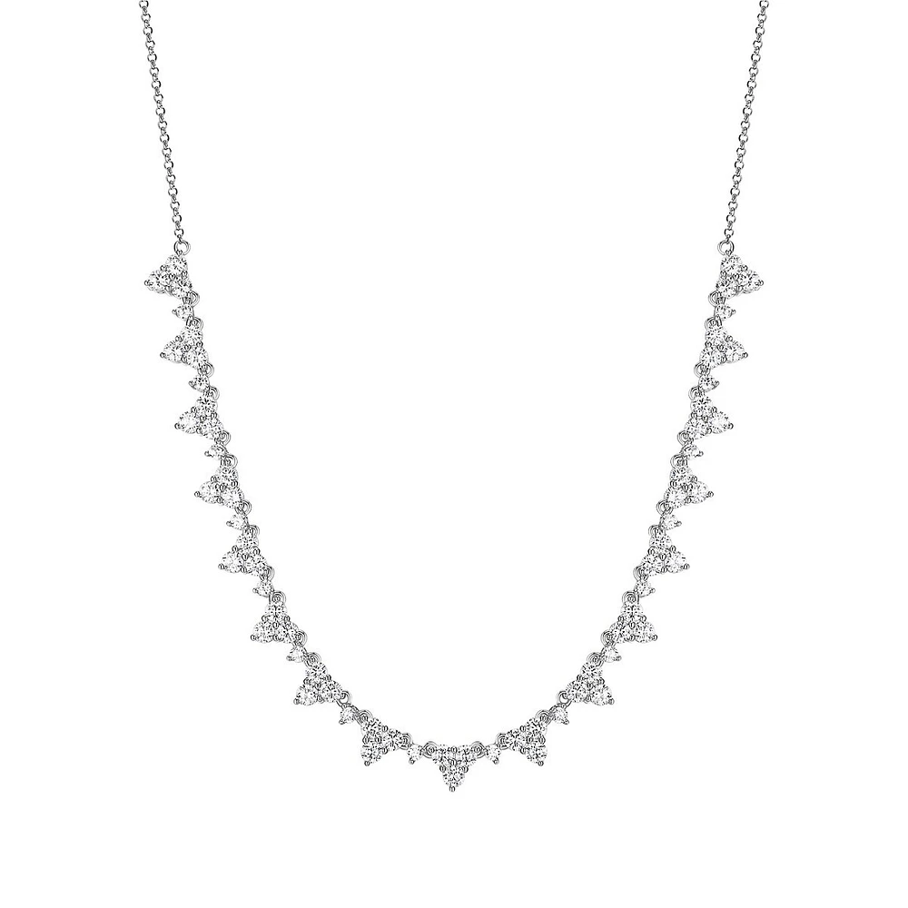 Collier à liseré triangulaire en argent sterling plaqué rhodium avec cristaux PAJ