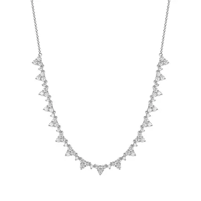 PAJ Rhodium-Plated Sterling Silver & Cubic Zirconia Triangle-Trim Necklace