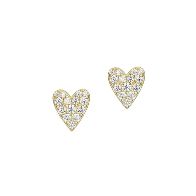 18K Goldplated Sterling Silver & Cubic Zirconia Elongated Heart Earrings