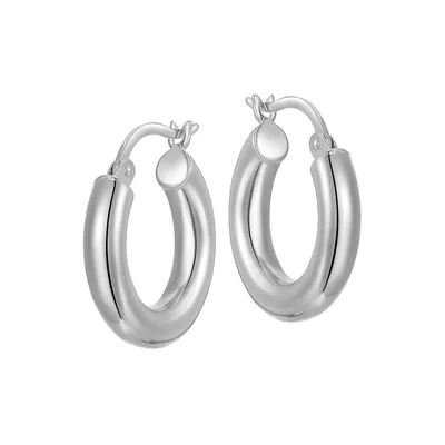 20MM Sterling Silver Polished Tube Hoop Earrings