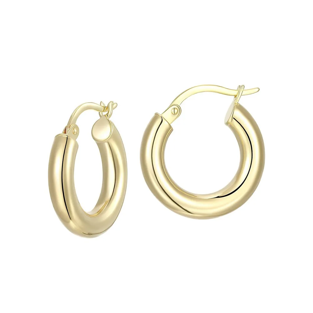 20MM 18K Goldplated Sterling Silver Polished Tube Hoop Earrings