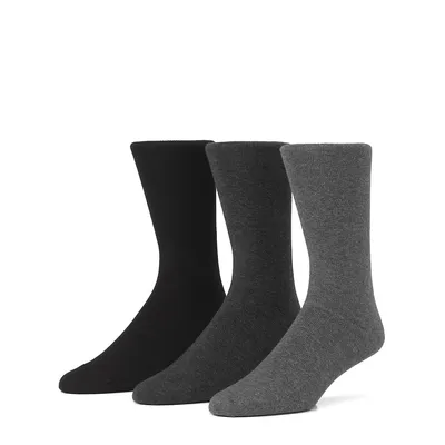 Men's 3-Pair Combed Cotton-Blend Flat Knit Crew Socks