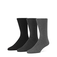 Men's 3-Pair Combed Cotton-Blend Flat Knit Crew Socks