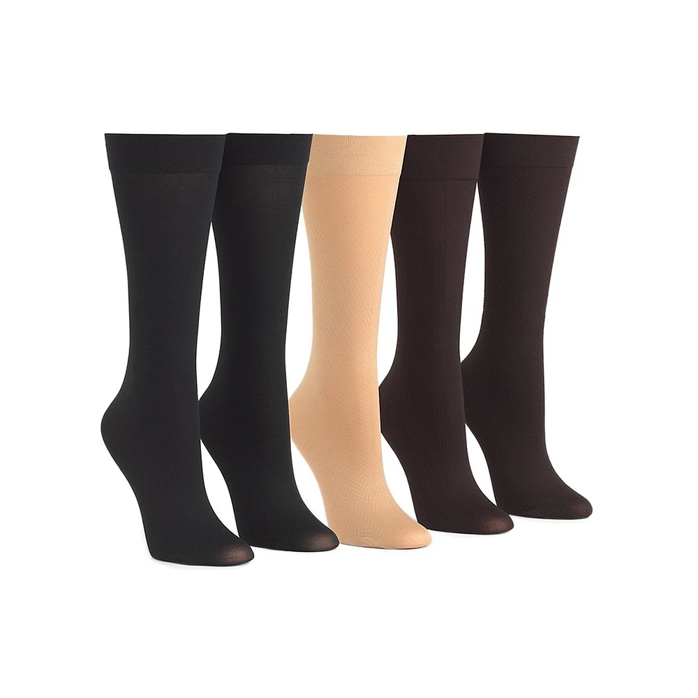 Women's 5-Pair Patterned Knee-High Trouser Socks