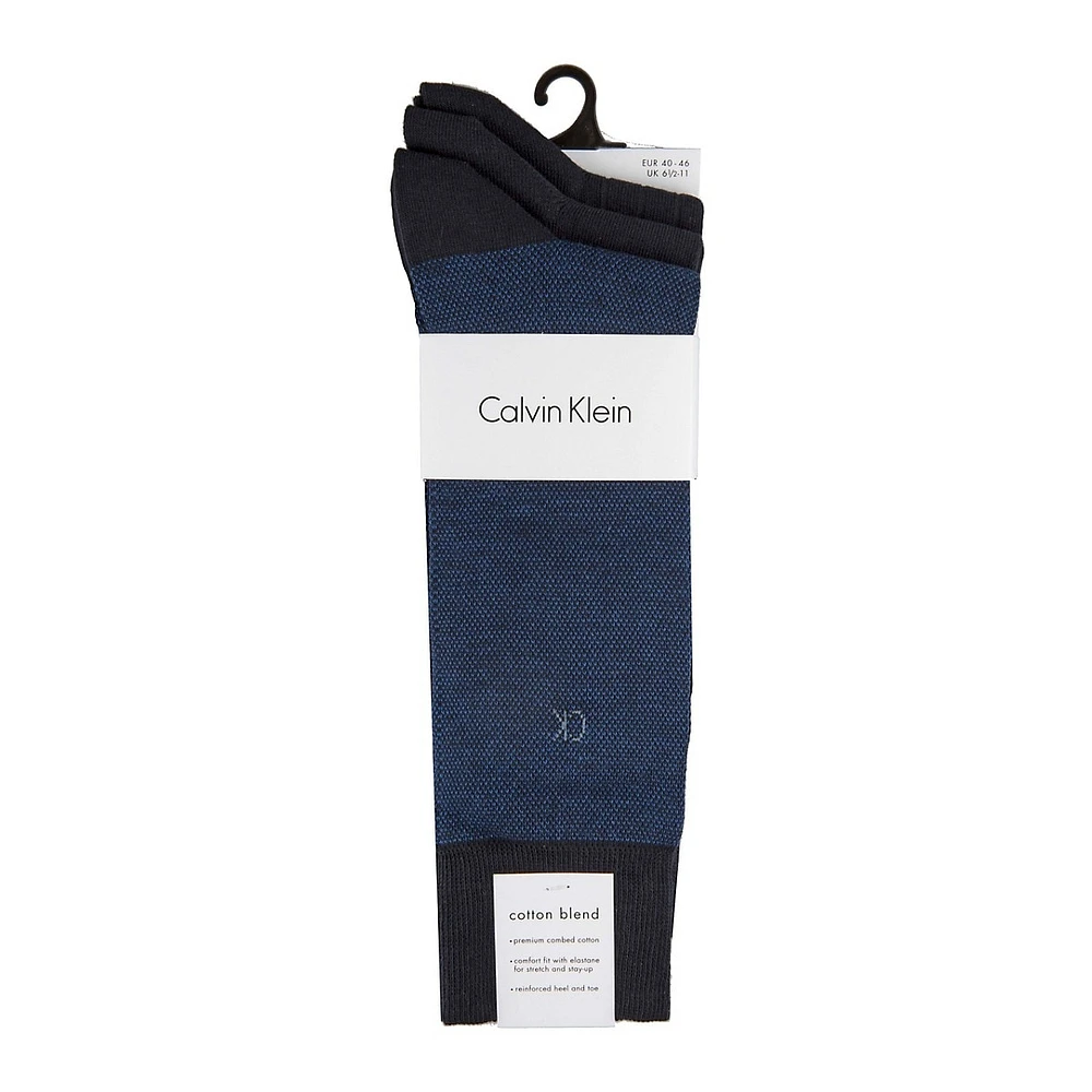 Mens 3-Pair Birdseye Crew Socks