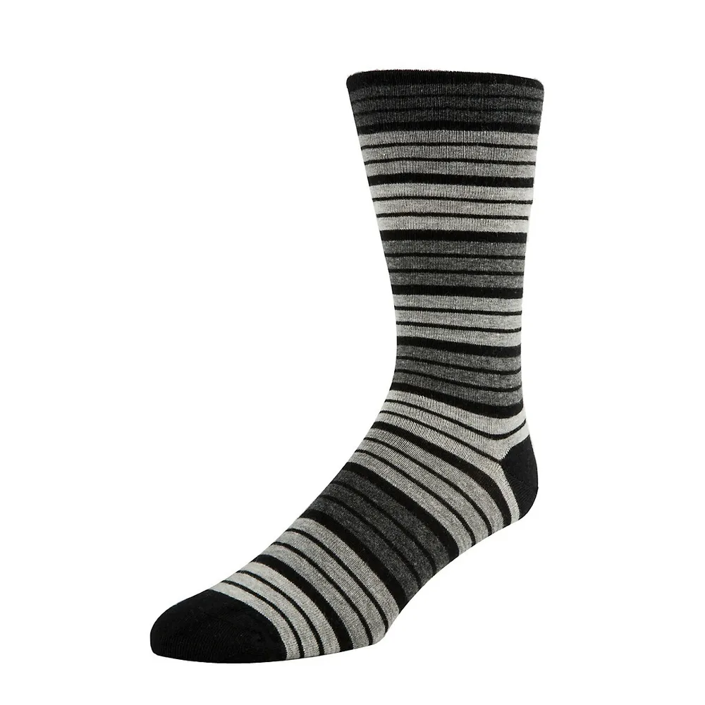 Men's Feel Good Non-Elastic Striped Crew Socks