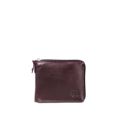 Traditional Zip-Around Billfold Leather Wallet