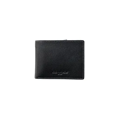 Portefeuille mince en cuir avec protection RFID et poche à monnaie à glissière
