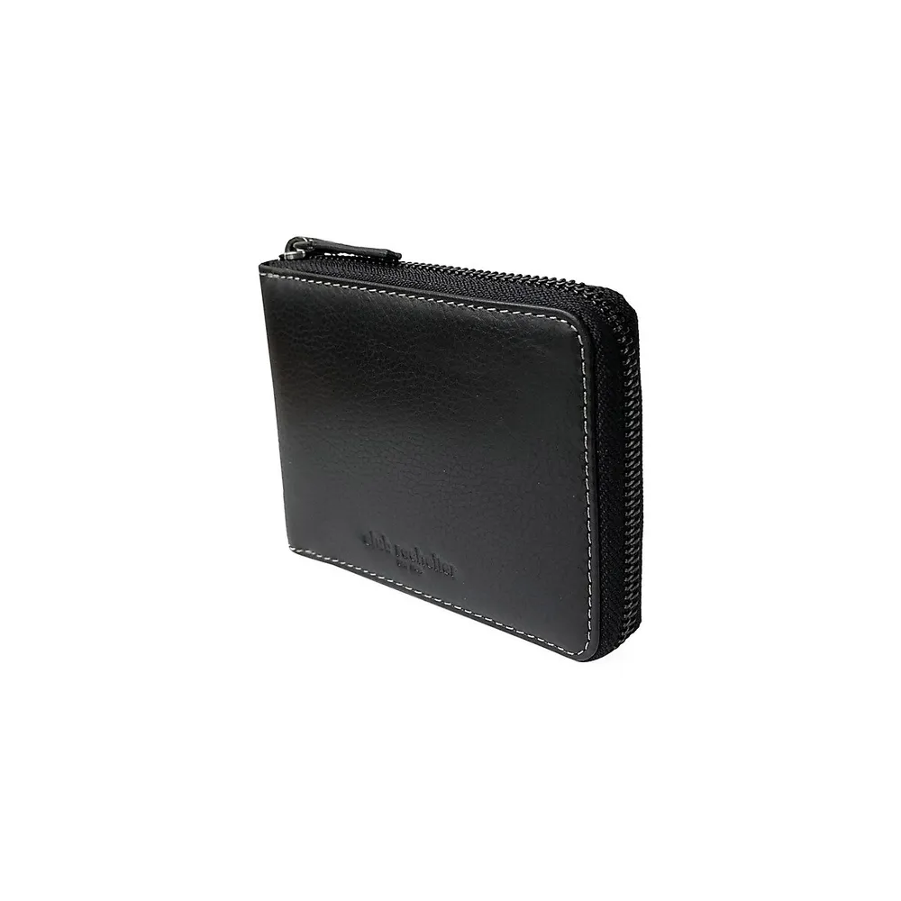 Leather RFID Zip-Around Passcase Wallet