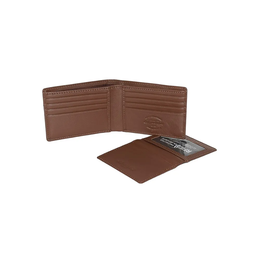 Traditional Slim Bi-Fold RFID Leather Wallet