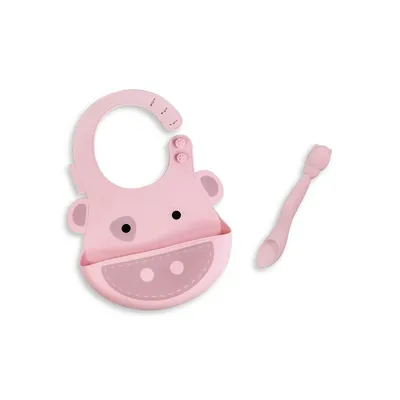 Pokey the Pig Silicone Baby Bib and Feeding Spoon Set