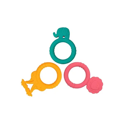 3-Pack Silicone Baby Teethers - Ollie, Marcus, Lola