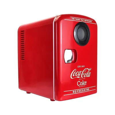 Glacière électrique rétro Coca-cola pouvant contenir 6 canettes, avec haut-parleur Bluetooth intégré Speaker KWC4-BT