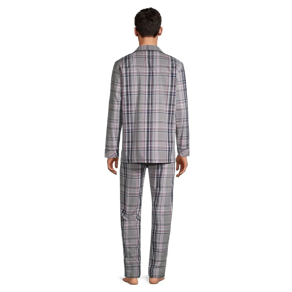 Pyjama en popeline à carreaux, 2 pièces