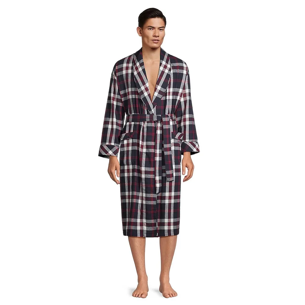 Plaid Flannel Shawl Robe