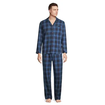 2-Piece Long-Sleeve Plaid Flannel Pyjama Set