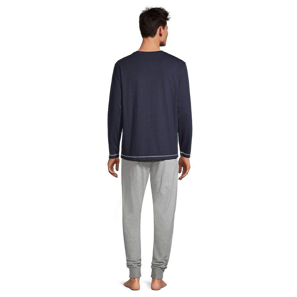 Pyjama avec haut à encolure henley et pantalon de jogging