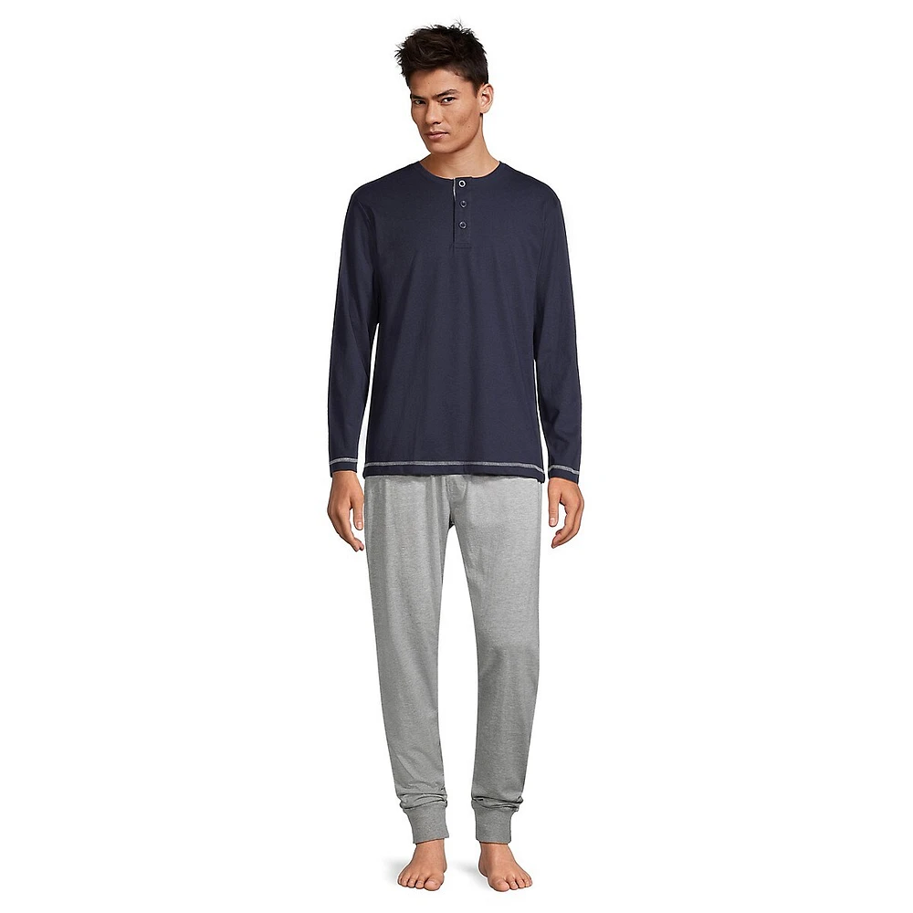 Pyjama avec haut à encolure henley et pantalon de jogging