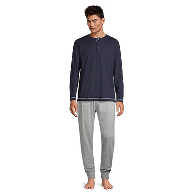 Pyjama avec haut à encolure henley et pantalon de jogging