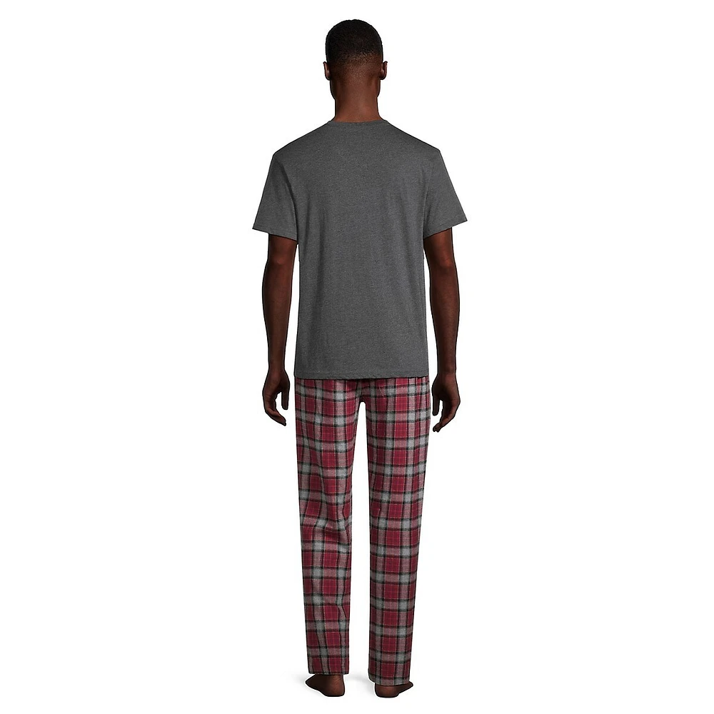 2-Piece Jersey Tee & Flannel Pant Lounge Set