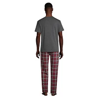 2-Piece Jersey Tee & Flannel Pant Lounge Set