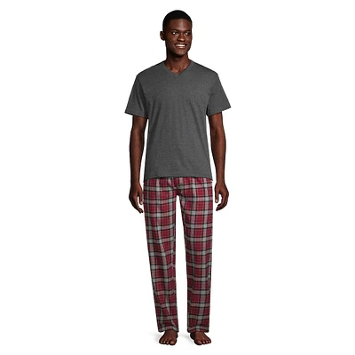 2-Piece Jersey Tee & Flannel Pant Lounge Set