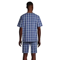 Ensemble pyjama shorty 2 pièces en popeline à carreaux essentiels