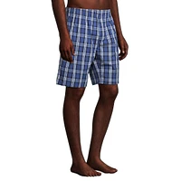 Ensemble pyjama shorty 2 pièces en popeline à carreaux essentiels